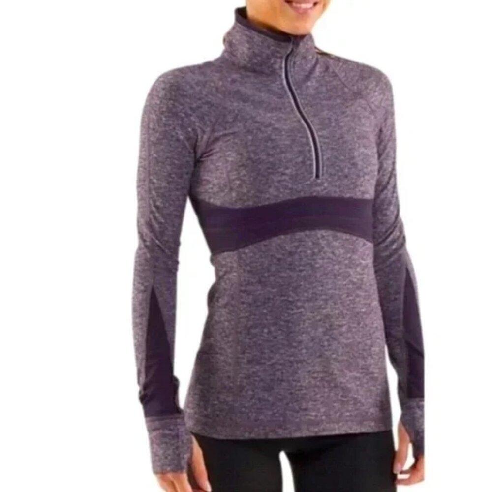Lululemon Size 4 Run Full Tilt Heather Purple Half-Zip Pullover Athletic Sweater
